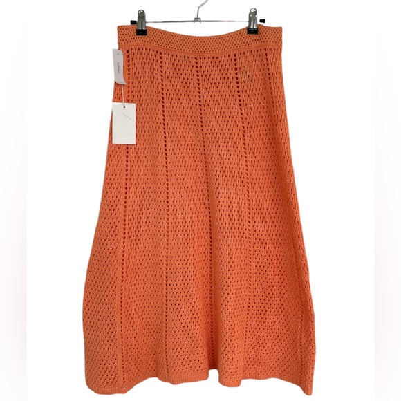 Aritzia Dresses & Skirts - ARITZIA WILFRED Evie Orange Papaya Crochet A-Line Pull-On Skirt Size L NWT